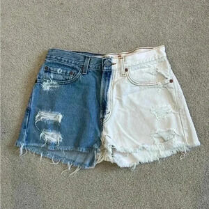 Vintage Levi's 505 high rise Two-Tone Reworked Cut Off
Denim Shorts